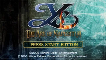 Ys - The Ark of Napishtim (EU) screen shot title